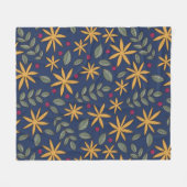 Goldenes Blumenmuster Botanisches Design Fleecedecke (Vorderseite (Horizontal))