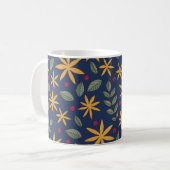 Goldenes Blumenmuster Botanisches Design Kaffeetasse (Vorderseite Links)