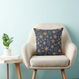 Goldenes Blumenmuster Botanisches Design Kissen