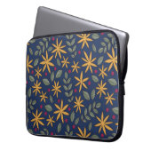 Goldenes Blumenmuster Botanisches Design Laptopschutzhülle (Vorderseite Links)