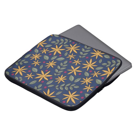 Goldenes Blumenmuster Botanisches Design Laptopschutzhülle (Vorne Oben)