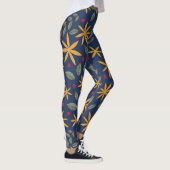Goldenes Blumenmuster Botanisches Design Leggings (Rechts)