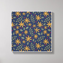 Goldenes Blumenmuster Botanisches Design Leinwanddruck