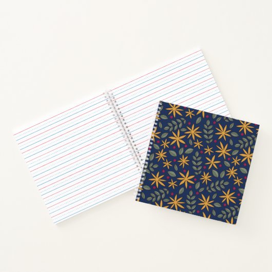 Goldenes Blumenmuster Botanisches Design Notizblock (Innenseite)