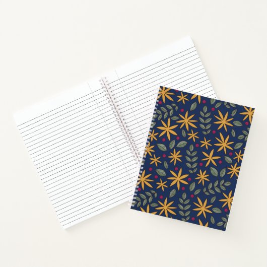 Goldenes Blumenmuster Botanisches Design Notizblock (Innenseite)