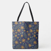 Goldenes Blumenmuster Botanisches Design Tasche (Vorderseite)