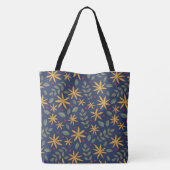 Goldenes Blumenmuster Botanisches Design Tasche (Rückseite)