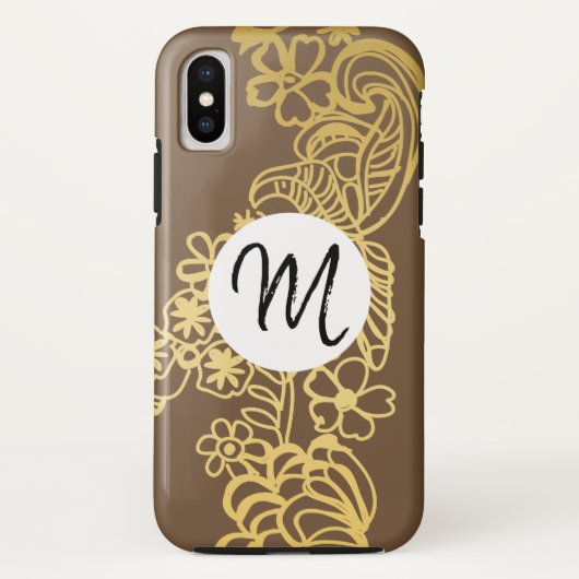 goldenes Blumenmuster Case-Mate iPhone Hülle (Rückseite)