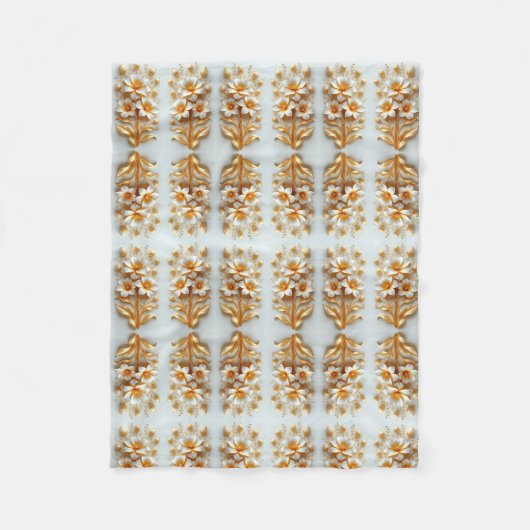 Goldenes Blumenmuster-Decke Fleecedecke (Vorderseite)