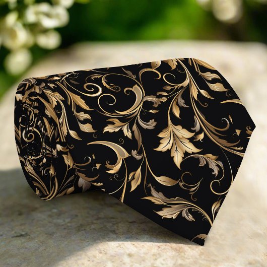Goldenes Blumenmuster Elegant Luxus Modern Krawatte