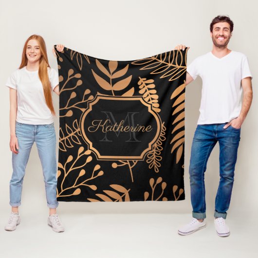 Goldenes Blumenmuster Fleecedecke (Beispiel)