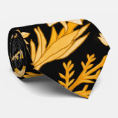 Goldenes Blumenmuster für den Herbst. Black BG Krawatte (Gerollt)