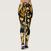 Goldenes Blumenmuster für den Herbst. Black BG Leggings (Rückseite)