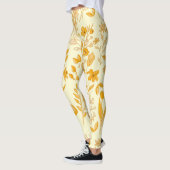 Goldenes Blumenmuster für den Herbst. L Yellow BG Leggings (Links)