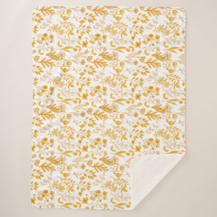 Goldenes Blumenmuster für Herbst Offweiße BG Sherpadecke
