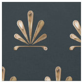 Goldenes Blumenmuster mit dunkelblauem Hintergrund Stoff (Nahaufnahme)