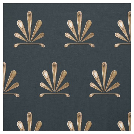 Goldenes Blumenmuster mit dunkelblauem Hintergrund Stoff (Muster)