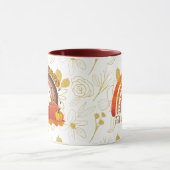 Goldenes Blumenmuster mit gemütlichen Herbstfarben Tasse (Zentrum)