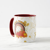 Goldenes Blumenmuster mit gemütlichen Herbstfarben Tasse (Vorderseite Links)