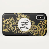 goldenes Blumenmuster-Monogramm Case-Mate iPhone Hülle (Rückseite (Horizontal))