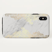 Goldenes Blumenmuster und Marmor Case-Mate iPhone Hülle (Rückseite (Horizontal))