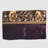 Goldenes Blumenornament Golfhandtuch (Horizontal)