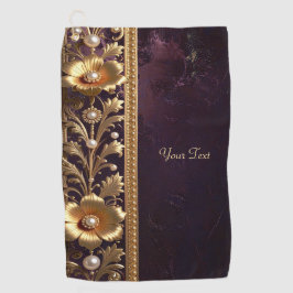 Goldenes Blumenornament Golfhandtuch