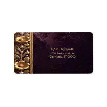 Goldenes Blumenornament mit Perlen-Adressetikett