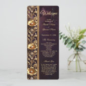 Goldenes Blumenornament mit Perlen Hochzeitsprogra Programm (Stehend Vorderseite)