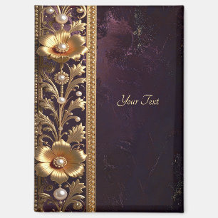 Goldenes Blumenornament mit Perlen Magnet