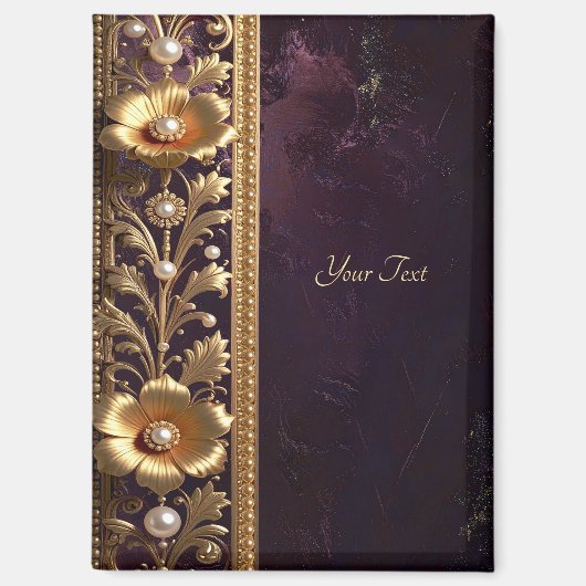 Goldenes Blumenornament mit Perlen Magnet (Vorderseite)
