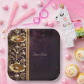 Goldenes Blumenornament mit Perlen-Papierteller Pappteller (Party)