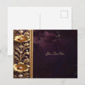 Goldenes Blumenornament mit Perlen Postkarte (Vorne/Hinten)