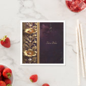 Goldenes Blumenornament mit Perlen Serviette (Beispiel)
