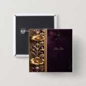 Goldenes Blumenornament mit Perlenknopf Button (Vorne & Hinten)