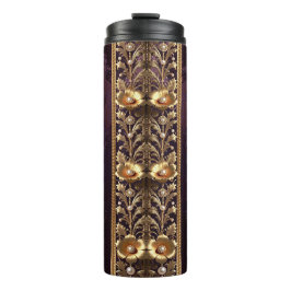 Goldenes Blumenornament Thermosbecher