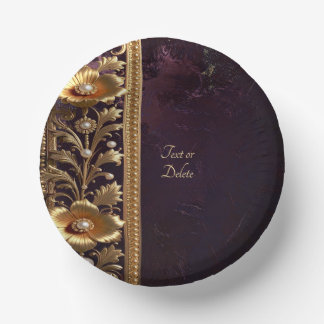 Goldenes Blumenschmuck-Ornament mit Perlen-Papier- Pappteller