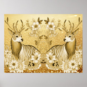 Goldenes Blumenstrauß-Holiday Poster