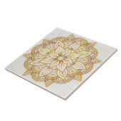 Goldenes Blumensymbol Kunst Quadrat Fliese (Seite)