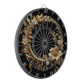 Goldenes Blumenverziertes Dartboard Dartscheibe (Vorderseite Links)