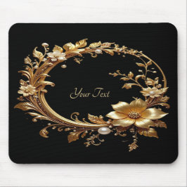 Goldenes Blumenverziertes Rahmen-Mauspad Mousepad