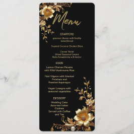 Goldenes Blumenverziertes Rahmenmenü Menükarte