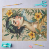 Goldenes Blut - Frauen mit gelben Blumen Deko Seidenpapier (Basteln)