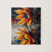 Goldenes Blut: Lebhaftes gelbes Blume Duo Puzzle (Vertikal)