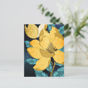 Goldenes Blut mit Aquamarinen Blätter Abstrakt Postkarte