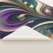 Goldenes Blut - Tiefe Lila und Aquamarine Abstrakt Sherpadecke (3/4)