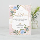 Goldenes Blütengeflecht Modernes Brautparty Einladung (Stehend Vorderseite)