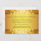 Goldenes Bokeh 50. Geburtstags-Party Einladung (Rückseite)