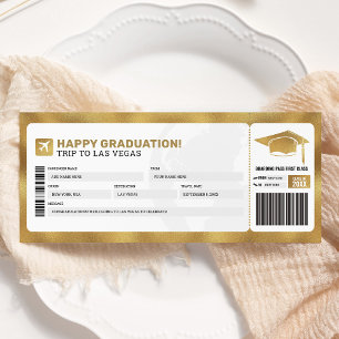 Goldenes Bordkartengeschenk für Reiseflug Ticket Einladung