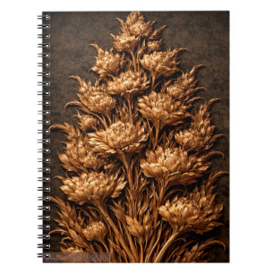 Goldenes Botanisches Relief Floral Notizblock